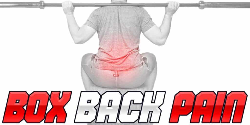 Image showing lower back pain while performing a seated box squat.