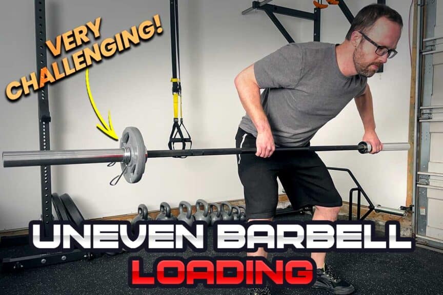 Performing barbell exercise with more weight on one side